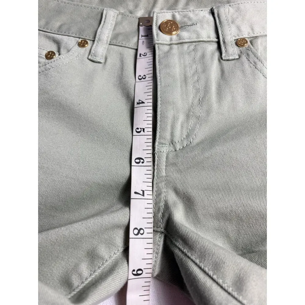 Tory Burch Alexa Cropped Skinny Jeans Light Green Size 25